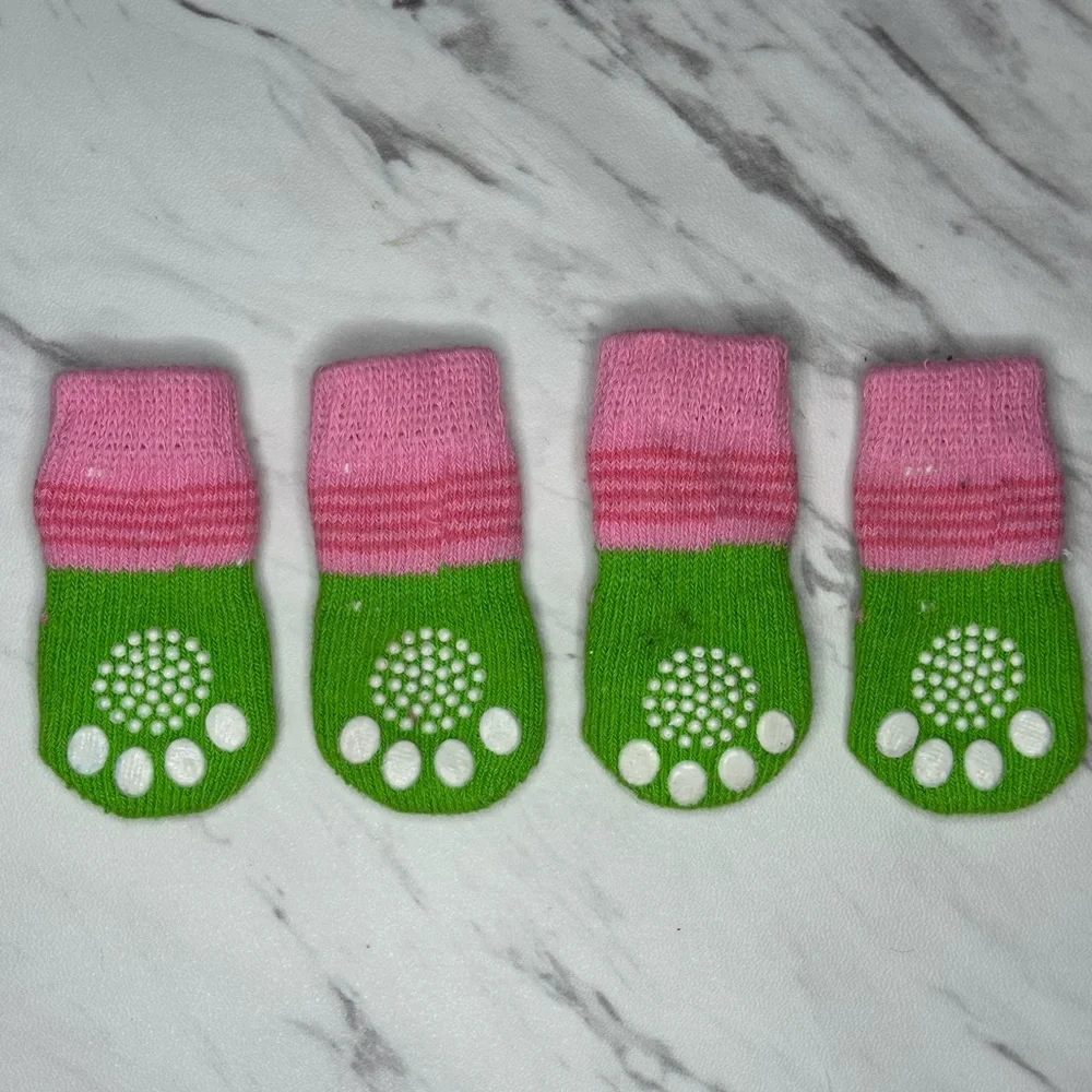 Non-Slip Pet Socks - Frog Design - Elastic Knit - Set of 4 - Picture 4 of 5